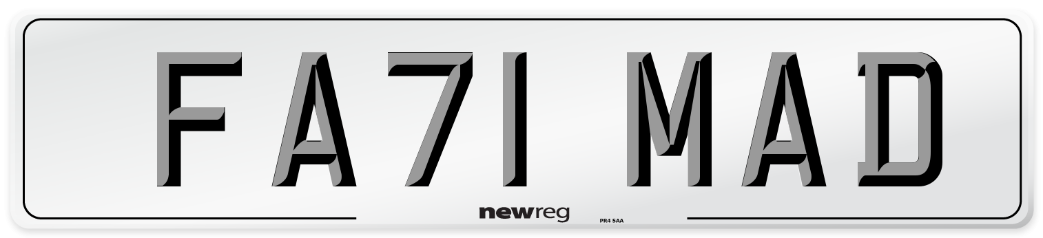 FA71 MAD Number Plate from New Reg